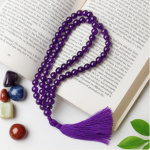 Purple Amethyst Necklace Japa Mala 108 + 1 Bead (Knotted) - Image 2