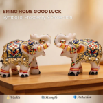 Indian Handicraft Marble Elephant Statue Pair [High Quality Marble] - Hand Carved & Hand Painted [Exclusive] - Image 3