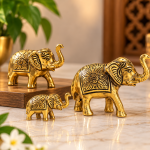 Golden Elephant Family Premium Feng Shui-Inspired Elephant Set
