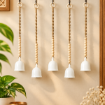 PunyaChakra “Floral Serenity” Handmade Ceramic Bell Hanging