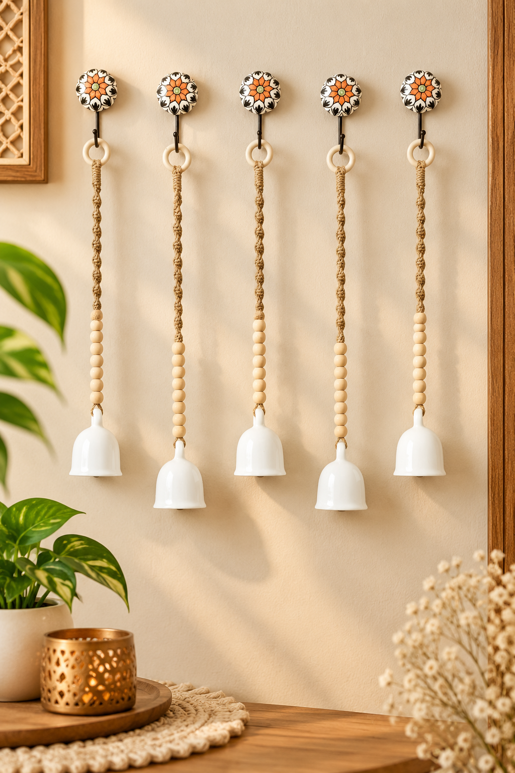 file_000000002f288211b5f1657ff396d25c PunyaChakra “Floral Serenity” Handmade Ceramic Bell Hanging - Image 1
