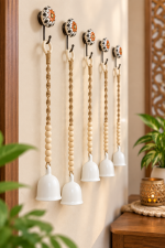 PunyaChakra “Floral Serenity” Handmade Ceramic Bell Hanging - Image 3